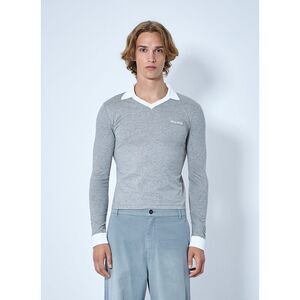 Miu Miu Men Collared Long Sleeve Knit Sweater